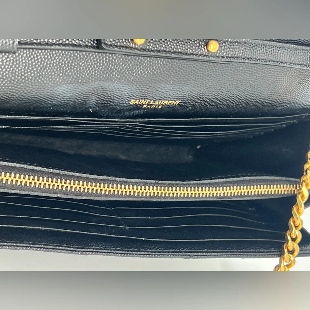 Saint Laurent Cassandre Matelasse Black Leather Wallet On Chain - Picture 11 of 12
